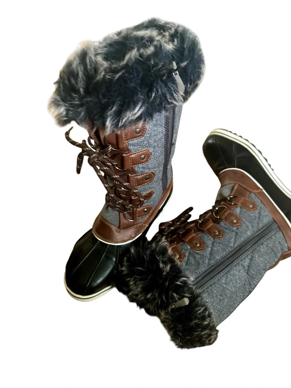 Dreams Pairs Brown & Black Faux Fur Winter Boots - Women